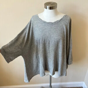 Lisa Perry flowy waffle knit top shirt sleeve dolman batwing 5217